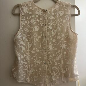 Vintage Victoria’s Secret Cream Floral Appliqué Sleeveless Top